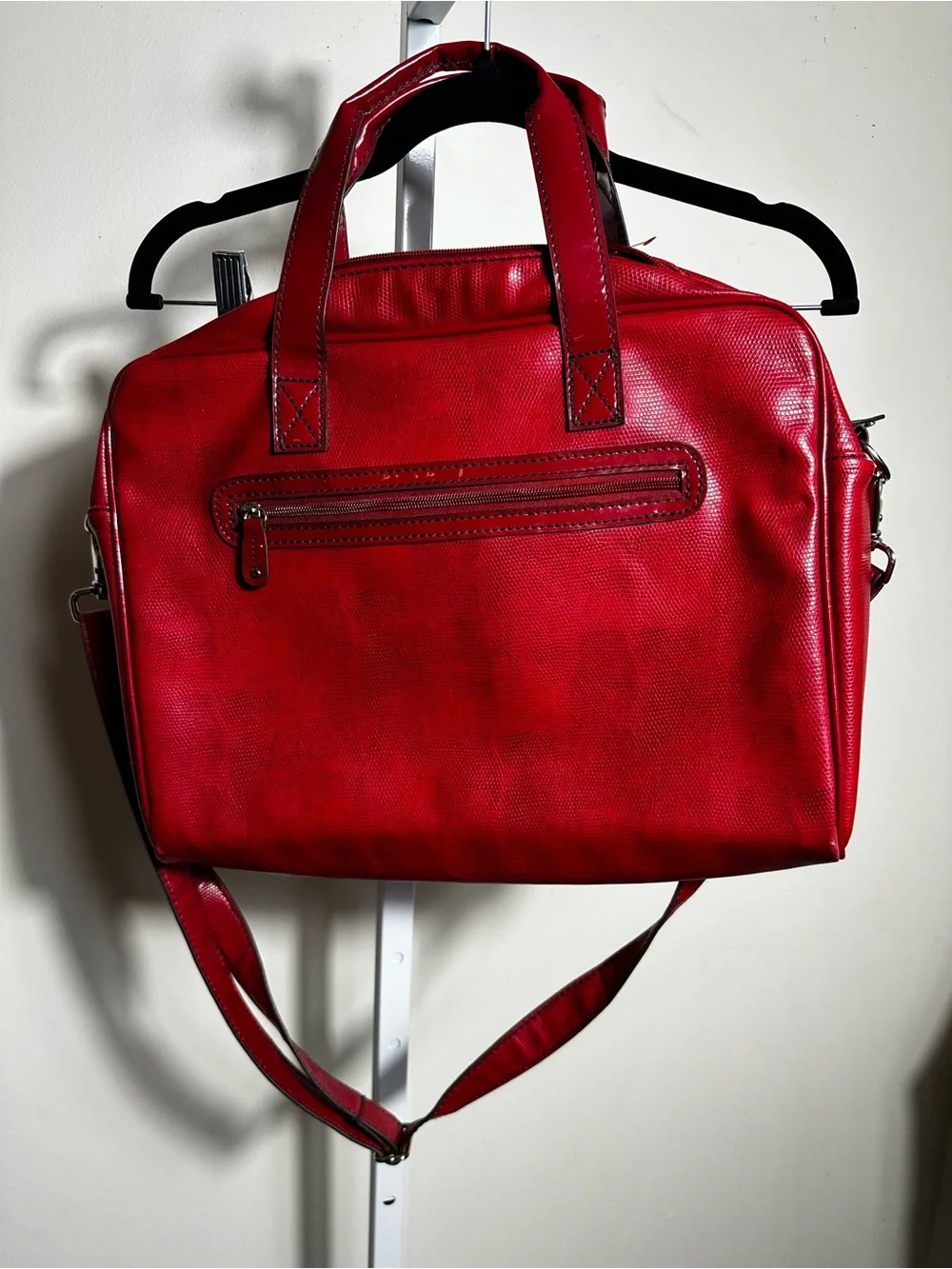 The Limited Red Textured Laptop Work Bag Satchel Shoulder Bag
